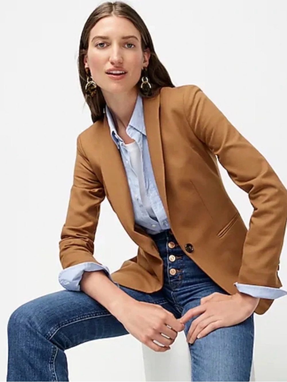 J.Crew Parke Wool Blazer Camel Brown Single Breasted Pocket Size 8